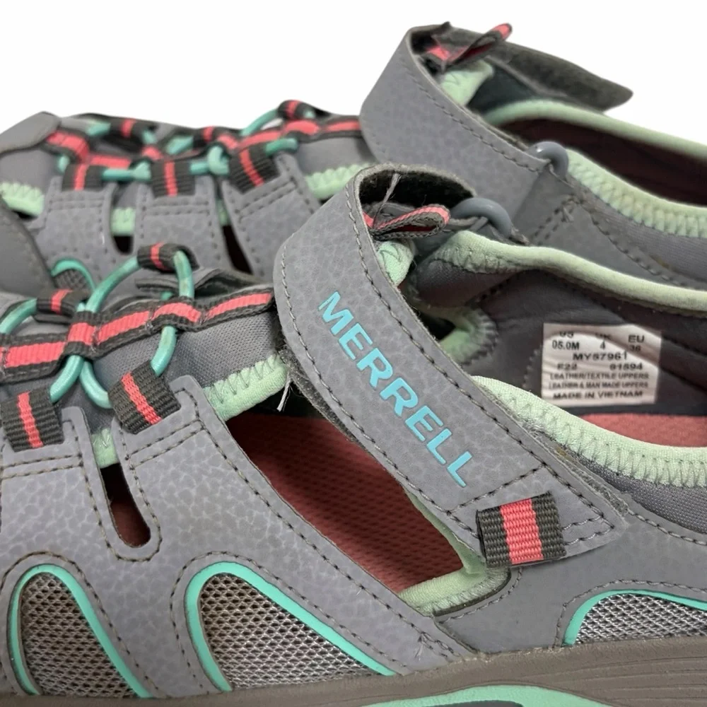 Merrell Grey Unisex Hydro H2O Hiker Water Shoes Sandals - Almost New - Big Kid 5